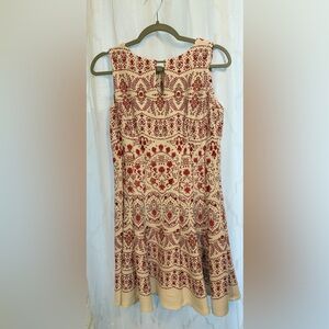 Danny & Nicole Red and Cream Patterned Dress